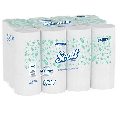 New ๐ 2-Ply Toilet Paper Scott Essential Coreless Toilet Paper, 2-Ply, White, 1000 Sheets/Roll, 36 Rolls/Carton (04007) ๐งจ