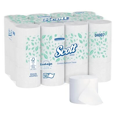 New ๐ 2-Ply Toilet Paper Scott Essential Coreless Toilet Paper, 2-Ply, White, 1000 Sheets/Roll, 36 Rolls/Carton (04007) ๐งจ - Image 5