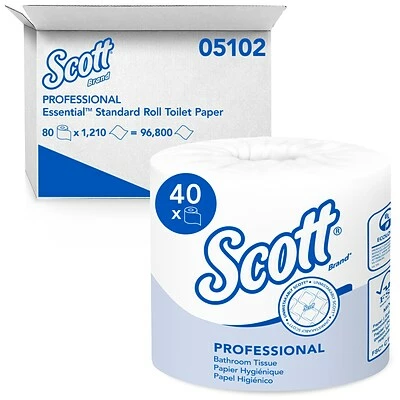 Best deal โ๏ธ 3-Ply Toilet Paper Scott Essential 1-Ply Standard Toilet Paper, White, 1210 Sheets/Roll, 80 Rolls/Carton (05102) ๐ - Image 2