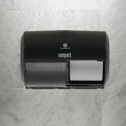 Promo 💯 Toilet Paper Dispensers Compact 2-Roll Side-by-Side Coreless Toilet Paper Dispenser By GP PRO, Black (56784A) ❤️