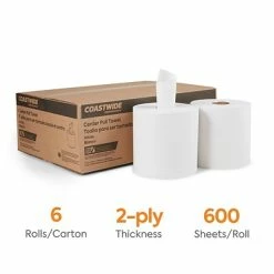 Promo 👍 Coastwide Professional™ Recycled Centerpull Paper Towels, 2-ply, 600 Sheets/Roll, 6 Rolls/Carton (CW26509) ⌛