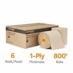 Best Sale 🔔 Coastwide Professional™ J-Series Hardwound Paper Towels, 1-ply, 800 Ft./Roll, 6 Rolls/Carton (CWJHT-NAT) 🥰