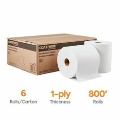 Flash Sale 🌟 Coastwide Professional™ Recycled Hardwound Paper Towels, 1-Ply, 800 Ft./Roll, 6 Rolls/Carton (CW20182) 🔥