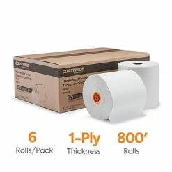 Hot Sale ✨ Coastwide Professional™ J-Series Recycled Hardwound Paper Towels, 1-ply, 800 Ft./Roll, 6 Rolls/Carton (CWJHT-ECO) 🎉