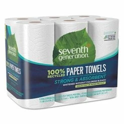Hot Sale 👏 Kitchen Roll Paper Towels Seventh Generation™ 100% Recycled Kitchen Paper Towel Roll With Right Size Sheets, 2-Ply, White, 6 Rolls/Case (SEV13731PK) 👏