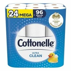 Promo 🎁 Bathroom Tissue Cottonelle Ultra CleanCare 1-Ply Standard Toilet Paper, White, 312 Sheets/Roll, 24 Mega Rolls/Pack (53757) 🤩
