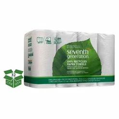 New π Kitchen Roll Paper Towels Seventh Generation 100% Recycle Kitchen Paper Towel Rolls W/Right-Size Sheets, 2-Ply, 156 Sheets/Roll, 32 Rolls/CT (SEV13739CT) π