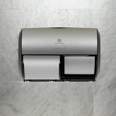 Wholesale 😉 Georgia-Pacific Toilet Paper Dispensers Compact® 2-Roll Side-by-Side Coreless Toilet Paper Dispenser By GP PRO, Faux Stainless, (56796A) ⌛