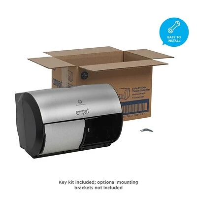 Wholesale 😉 Georgia-Pacific Toilet Paper Dispensers Compact® 2-Roll Side-by-Side Coreless Toilet Paper Dispenser By GP PRO, Faux Stainless, (56796A) ⌛ - Image 4