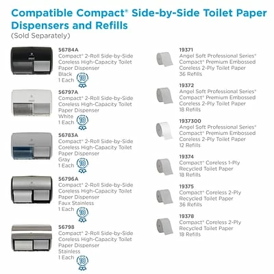 Wholesale 😉 Georgia-Pacific Toilet Paper Dispensers Compact® 2-Roll Side-by-Side Coreless Toilet Paper Dispenser By GP PRO, Faux Stainless, (56796A) ⌛ - Image 6