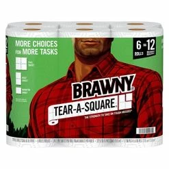 Brand new ✔️ Brawny Tear-A-Square Paper Towels, 2-ply, 128 Sheets/Roll, 6 Rolls/Pack (441745) 😉