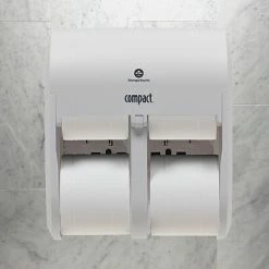 Promo 💯 Georgia-Pacific Toilet Paper Dispensers Compact® 4-Roll Quad Coreless Toilet Paper Dispenser By GP PRO, White, 11.750” W X 6.900” D X 13.250” H (56747A) 👍