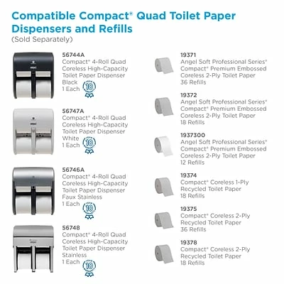 Promo 💯 Georgia-Pacific Toilet Paper Dispensers Compact® 4-Roll Quad Coreless Toilet Paper Dispenser By GP PRO, White, 11.750” W X 6.900” D X 13.250” H (56747A) 👍 - Image 6