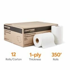 Budget ❤️ Coastwide Professional™ Hardwound Paper Towels, 1-Ply, 350 Ft./Roll, 12 Rolls/Carton (CW21813) 😍