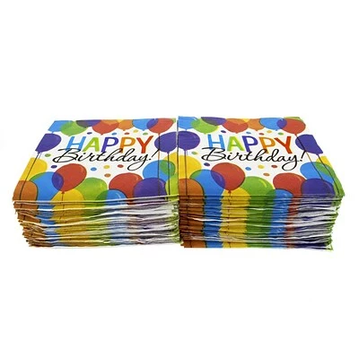 Buy ๐ Disposable Napkins JAM PAPER ๐ฅณ Birthday Party Beverage Napkins, 5 X 5, Balloon Bash Design, 125 Napkins/Pack ๐ - Image 2