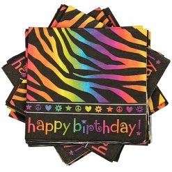 Wholesale โ Disposable Napkins JAM PAPER ๐ Birthday Party Beverage Napkins, 5 X 5, Neon Stripes, 16 Napkins/Pack ๐