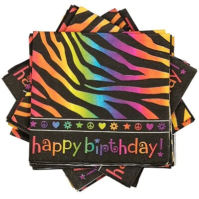 Wholesale โ Disposable Napkins JAM PAPER ๐ Birthday Party Beverage Napkins, 5 X 5, Neon Stripes, 16 Napkins/Pack ๐