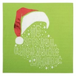 Coupon ✨ Disposable Napkins JAM PAPER Holiday 🎁 Christmas Cocktail Napkins, 4 3/4" X 4 3/4", Green Santa Hat, 20/Pack 💯