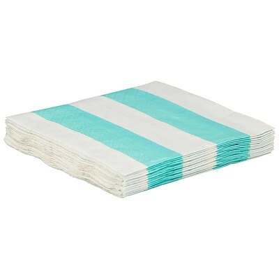 Best Sale ๐ Disposable Napkins JAM PAPER Small Beverage Napkins, 5 X 5, Aqua Blue Stripe, 16/Pack ๐คฉ - Image 2