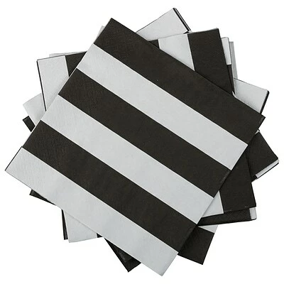 Outlet ⌛ Disposable Napkins JAM PAPER Medium Lunch Napkins, 6 1/2 X 6 1/2, Black Stripe, 16/Pack 😀