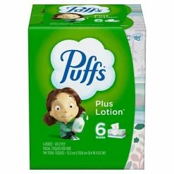 New ๐งจ 2-Ply Facial Tissue Puffs Plus Lotion Facial Tissue, 2-ply, 124 Tissues/Box, 6 Boxes/Pack (39383) ๐