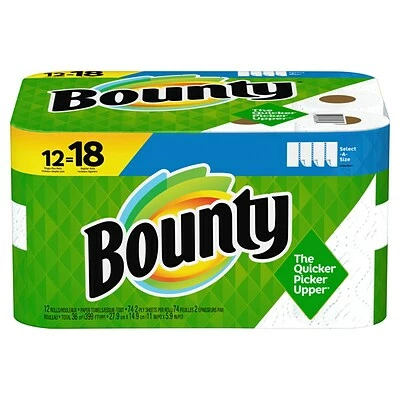 Promo ❤️ Kitchen Roll Paper Towels Bounty Select-A-Size Kitchen Rolls Paper Towel, 2-Ply, White, 74 Sheets/Roll, 12 Rolls/Carton (74795/65538) 🌟