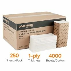Wholesale 🧨 Coastwide Professional™ Multifold Paper Towels, 1-ply, 250 Sheets/Pack, 16 Packs/Carton (CW58045) ✨