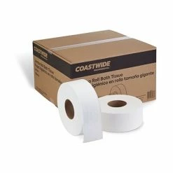 Promo ✨ 2-Ply Toilet Paper Coastwide Professional Jumbo Toilet Paper, Heavy 1-ply, White, 1000 Ft./Roll, 12 Rolls/Carton (CW26215) ⭐