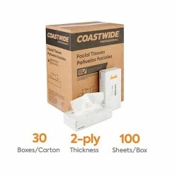 Best reviews of 💯 2-Ply Facial Tissue Coastwide Professional™ Recycled Facial Tissue, 2-Ply, 100 Sheets/Box, 30 Boxes/Carton (CW57776) ✔️