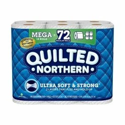 Brand new 😀 1-Ply Toilet Paper Quilted Northern Ultra Soft & Strong 2-Ply Standard Toilet Paper, White, 328 Sheets/Roll, 18 Rolls/Case (94475501) 👏