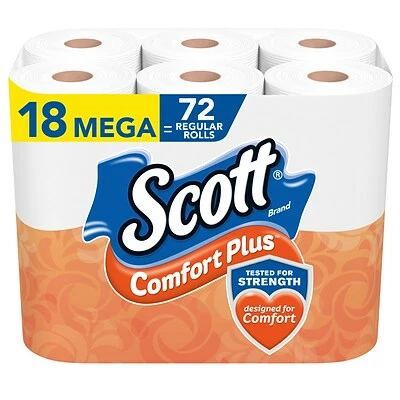Best Pirce โจ Bathroom Tissue Scott Comfort Plus Toilet Paper, 1-Ply, White, 462 Sheets/Roll, 18 Mega Rolls/Pack (49729) ๐