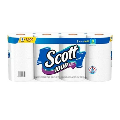 Cheapest 💯 Bathroom Tissue Scott 1-Ply Standard Toilet Paper, White, 1000 Sheets/Roll, 32 Rolls/Case (49209) 🥰