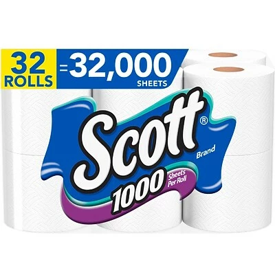 Cheapest 💯 Bathroom Tissue Scott 1-Ply Standard Toilet Paper, White, 1000 Sheets/Roll, 32 Rolls/Case (49209) 🥰 - Image 3