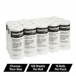 Buy 🎉 Kitchen Roll Paper Towels Coastwide Professional Choose-Your-Size Kitchen Rolls Paper Towel, 2-Ply, White, 128 Sheets/Roll, 15 Rolls/Carton (CW21809) 🎉