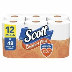 Best Pirce 🔥 1-Ply Toilet Paper Scott ComfortPlus Mega Rolls 1-Ply Standard Toilet Paper, White, 462 Sheets/Roll, 12 Rolls/Case (47631) 🧨