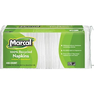 Wholesale ✨ Disposable Napkins Small Steps Recycled Lunch Napkin, 1-ply, White, 400 Napkins/Pack, 6/Carton (6506-6) 😀
