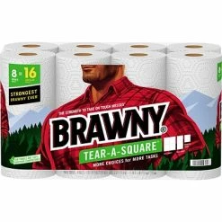 Coupon 🎉 Brawny Tear-A-Square Paper Towels, 2-ply, 120 Sheets/Roll, 8 Rolls/Pack (443665) 🥰