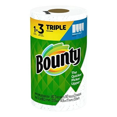 Buy π Paper Towels Bounty Select-A-Size Kitchen Rolls Paper Towel, 2-Ply, White, 147 Sheets/Roll, 12 Triple Rolls/Carton (66980) π₯